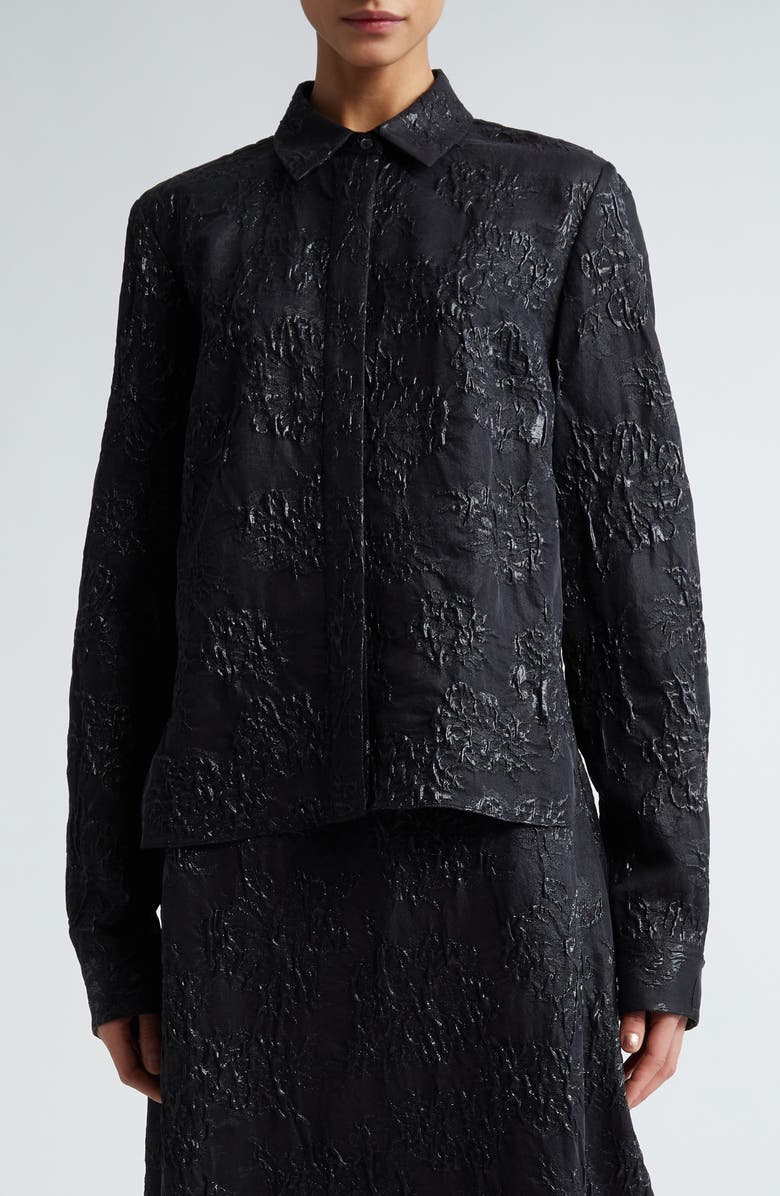 PARTOW Jada Floral Textured Silk Blend Button-Up Shirt, Alternate, color, 