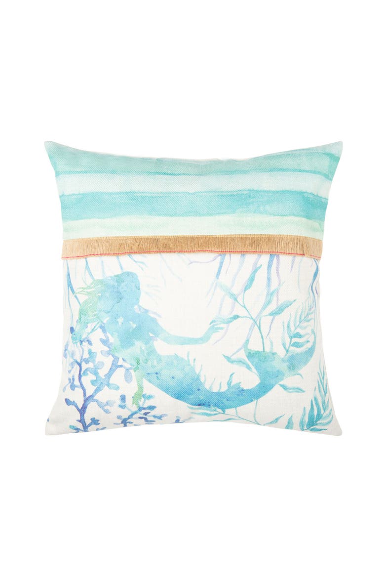 Mermaid 1 Embroidered Accent Throw Pillow, Alternate, color, Blue