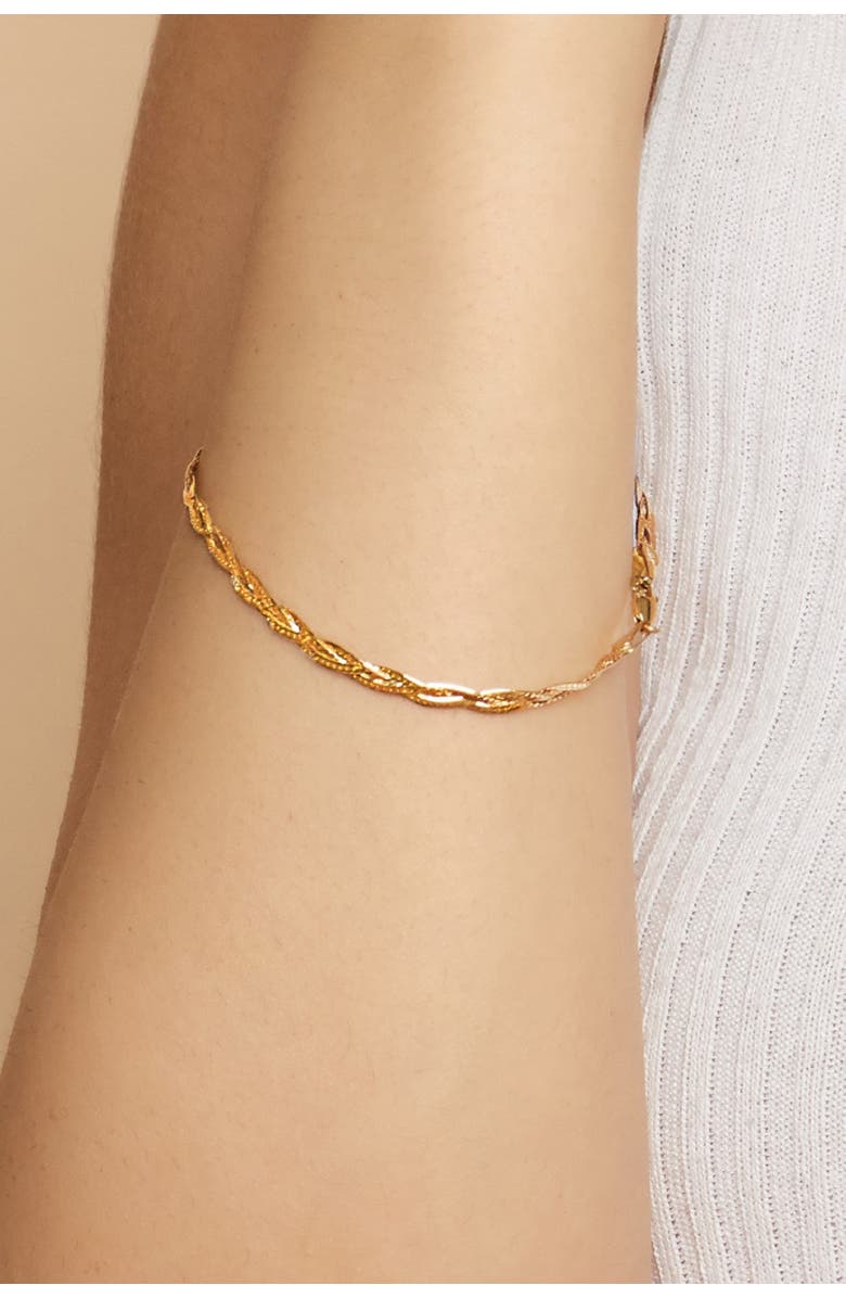 Oradina 10K Gold Now & Forever Herringbone Bracelet, Alternate, color, Yellow Gold