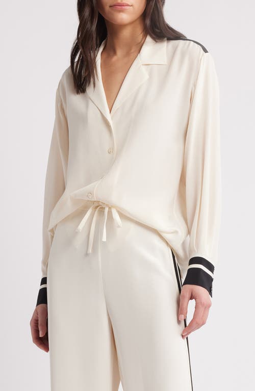 Frame The Silk Pajama Button-up Shirt In Alabaster Multi