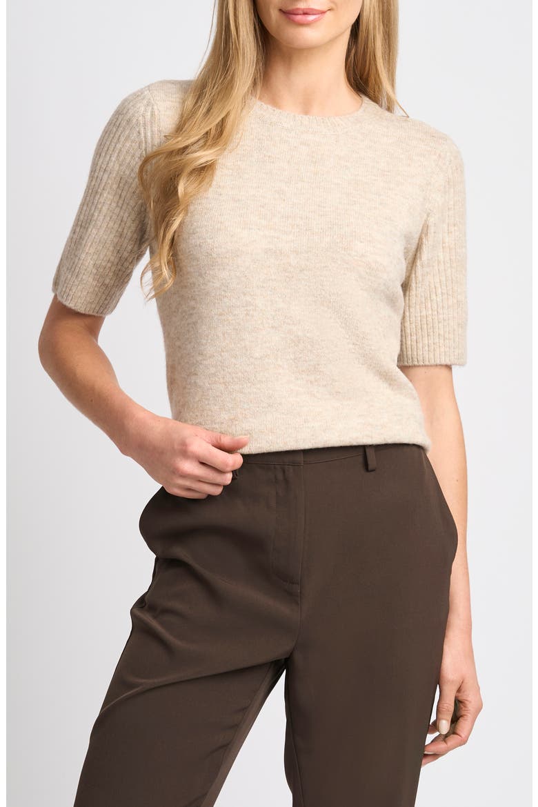 Contrast Ribbed Sleeve Sweater, Main, color, OATMEAL