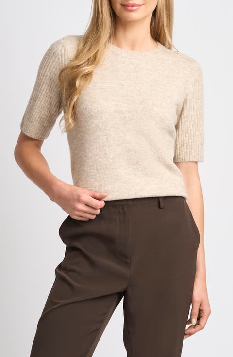 Contrast Ribbed Sleeve Sweater