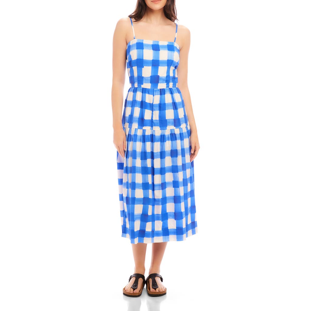 Shop Fifteen Twenty Costa Check Sundress In Chalk