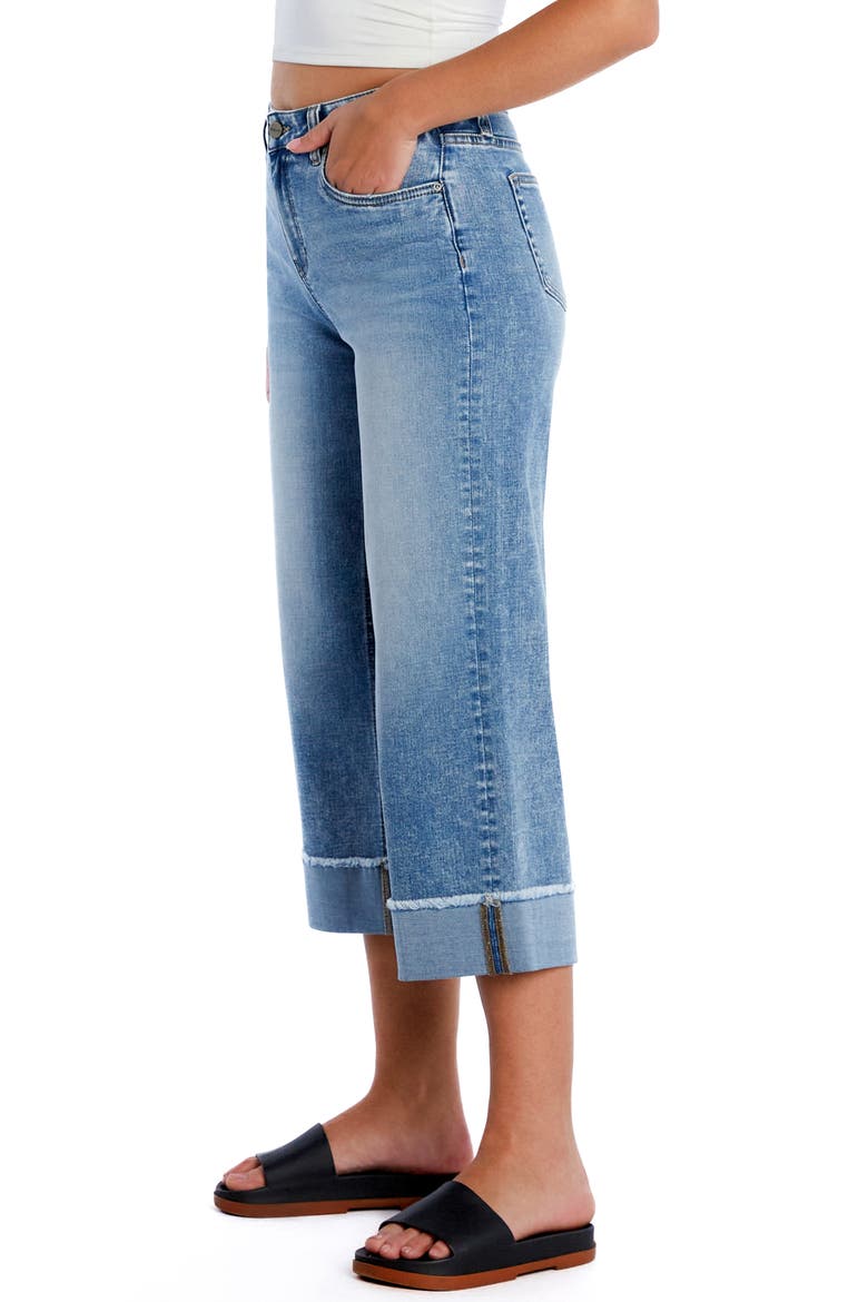 Cuffed Ankle Wide Leg Jeans, Alternate, color, STELLA BLUE