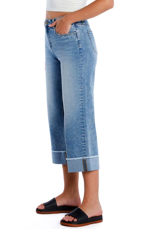 Hint Of Blu Cuffed Ankle Wide Leg Jeans In Stella Blue