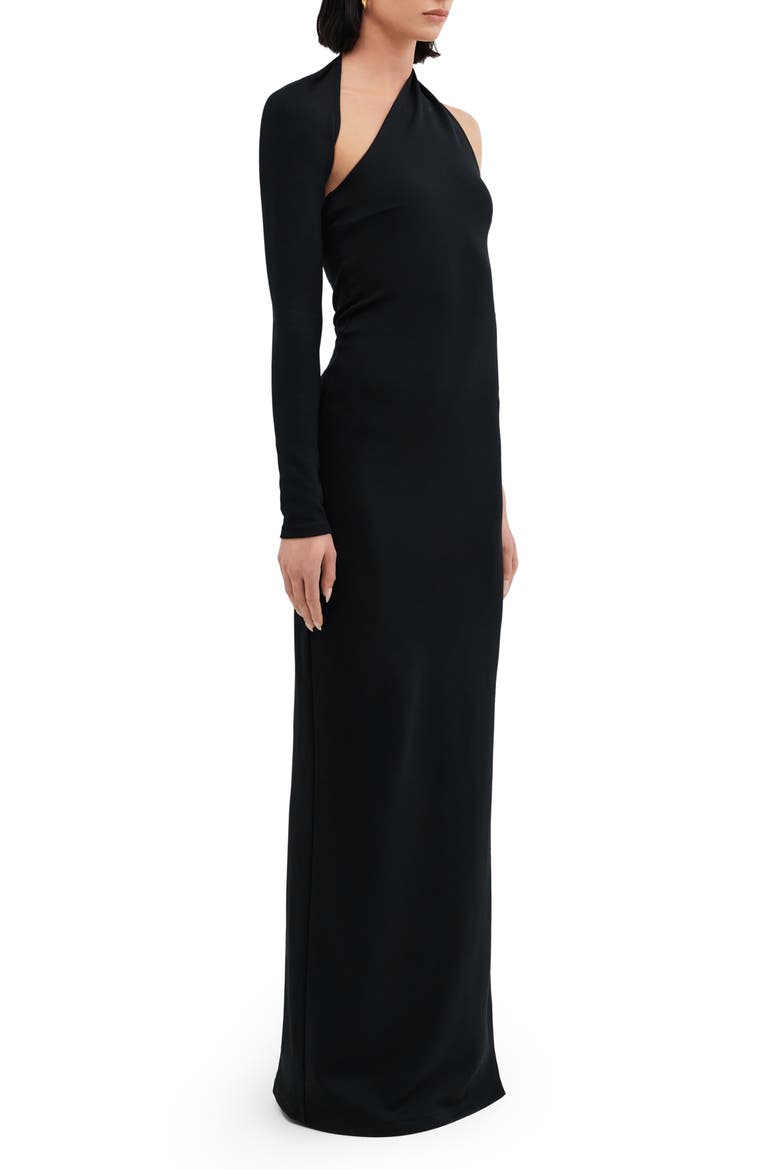 Milan One Shoulder Gown, Alternate, color, BLACK