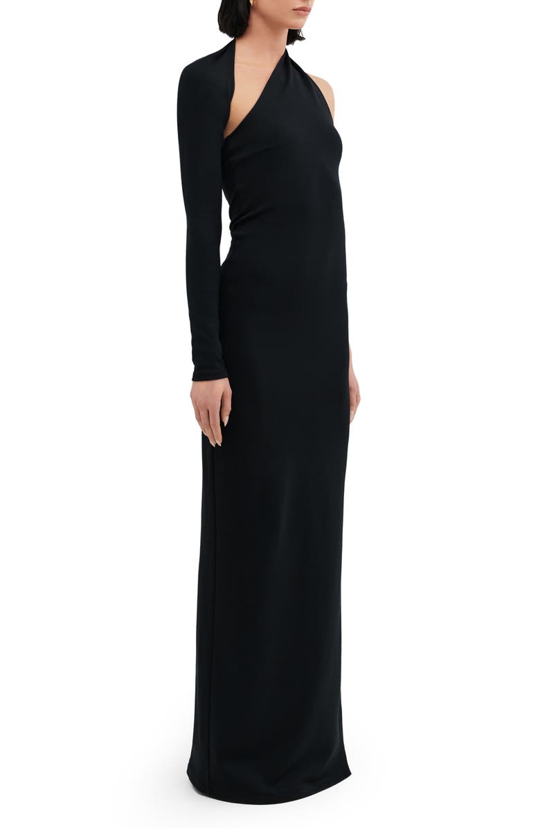 Two Lines by Marcella Milan One Shoulder Gown, Alternate, color, Black