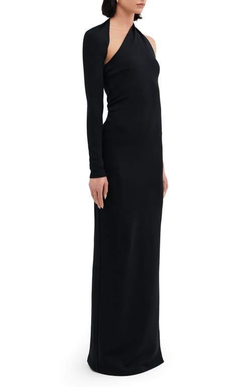 Two Lines By Marcella Milan One Shoulder Gown In Black