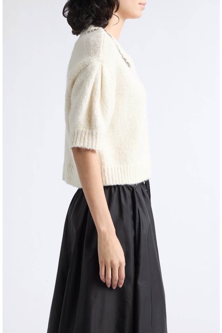 Millicent Crystal Embellished Wool Blend Cardigan, Alternate, color, IVORY