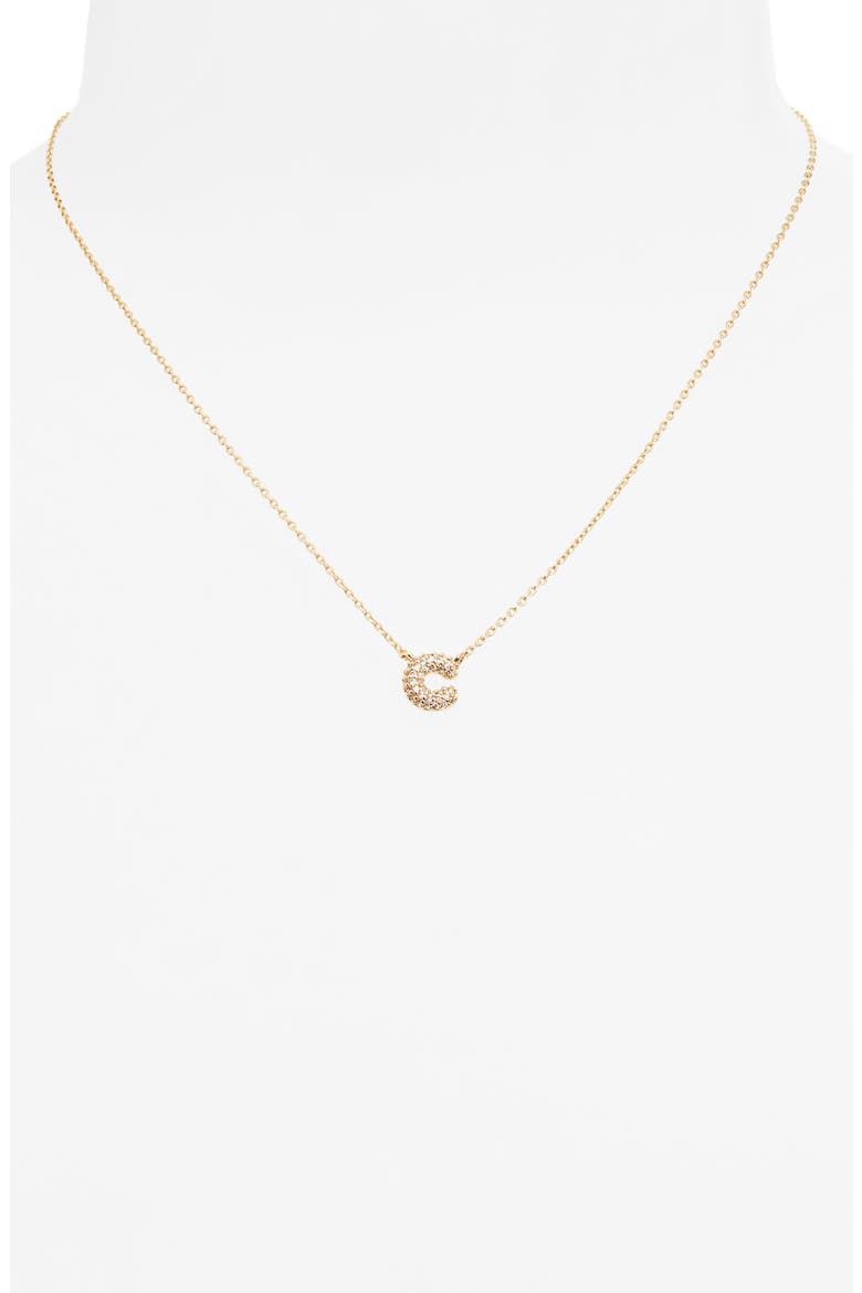 Pavé Crystal Initial Necklace, Alternate, color, C- 14K GOLD DIPPED