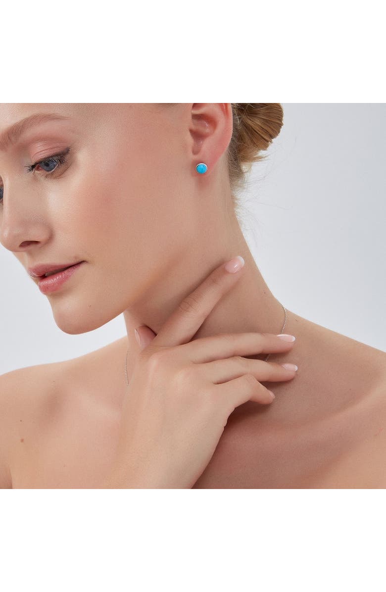 Spero London Blue Turquoise Dome Sterling Silver Stud Earrings, Alternate, color, Silver