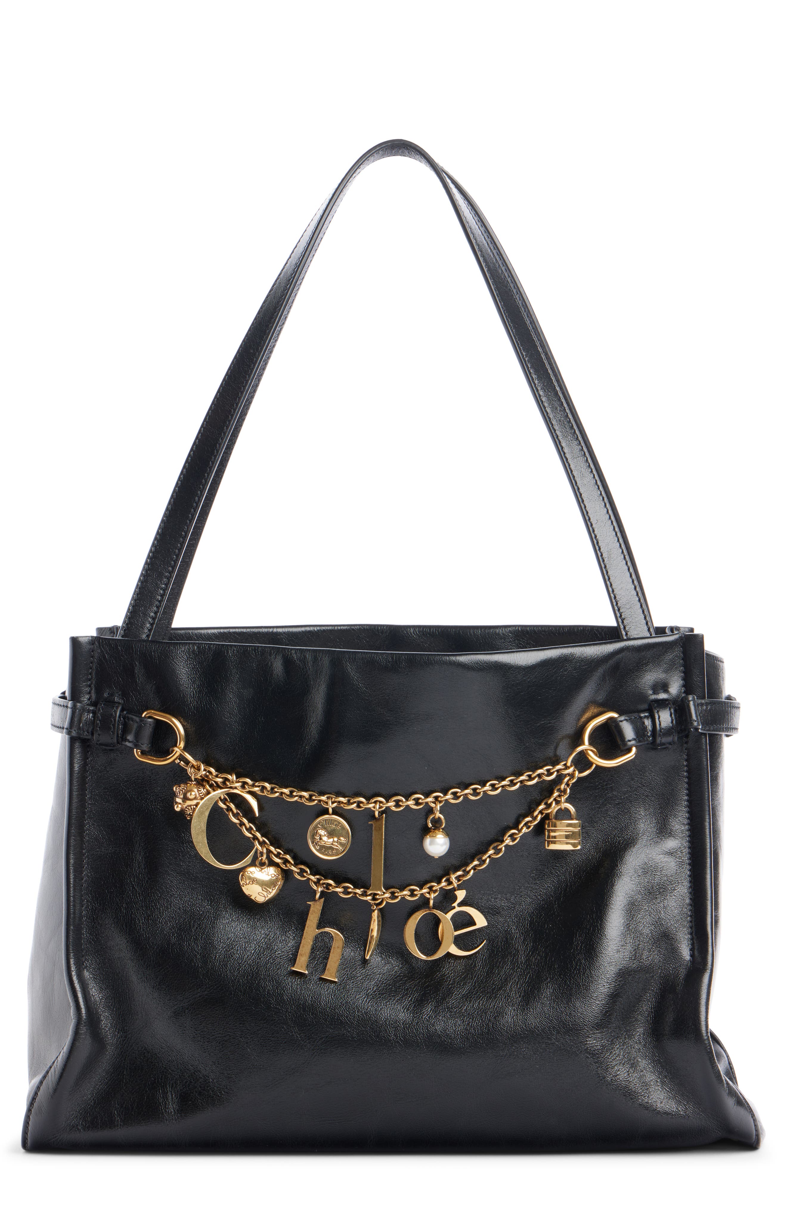 Chloé Charms Leather Tote, Main, color, 