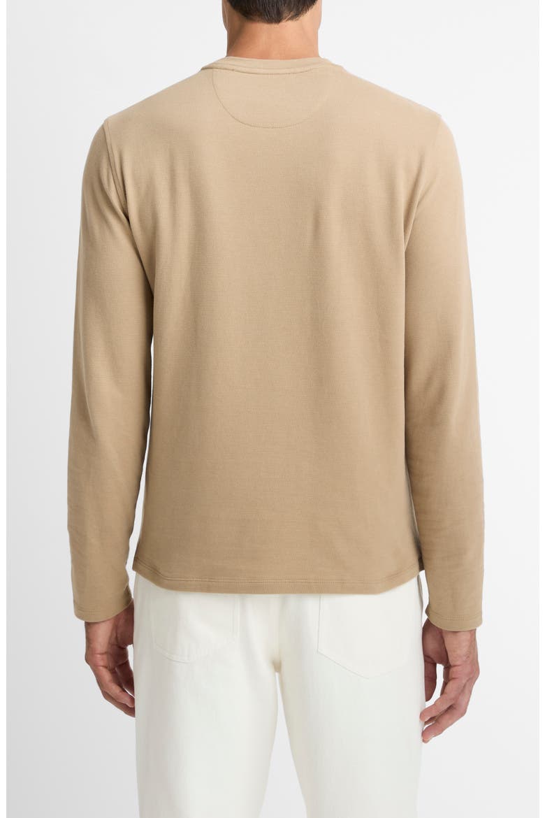 Bird's Eye Stitch Long Sleeve Pima Cotton Crewneck T-Shirt, Alternate, color, BRITISH KHAKI/ MED GREY