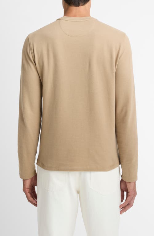 Vince Bird's Eye Stitch Long Sleeve Pima Cotton Crewneck T-shirt In Brown