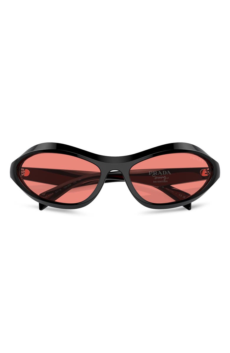 Prada 63mm Oversize Oval Sunglasses, Main, color, Black