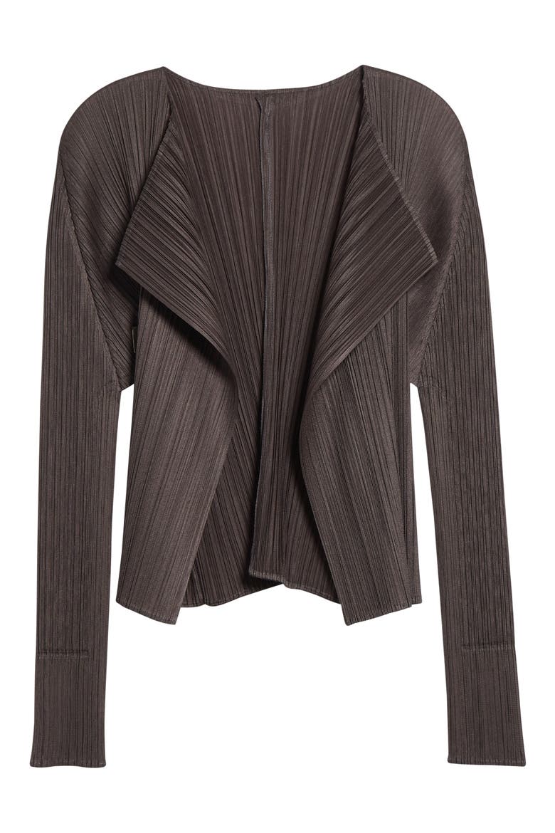 Monthly Colors June Pleated Open Front Cardigan, Alternate, color, CHARCOAL