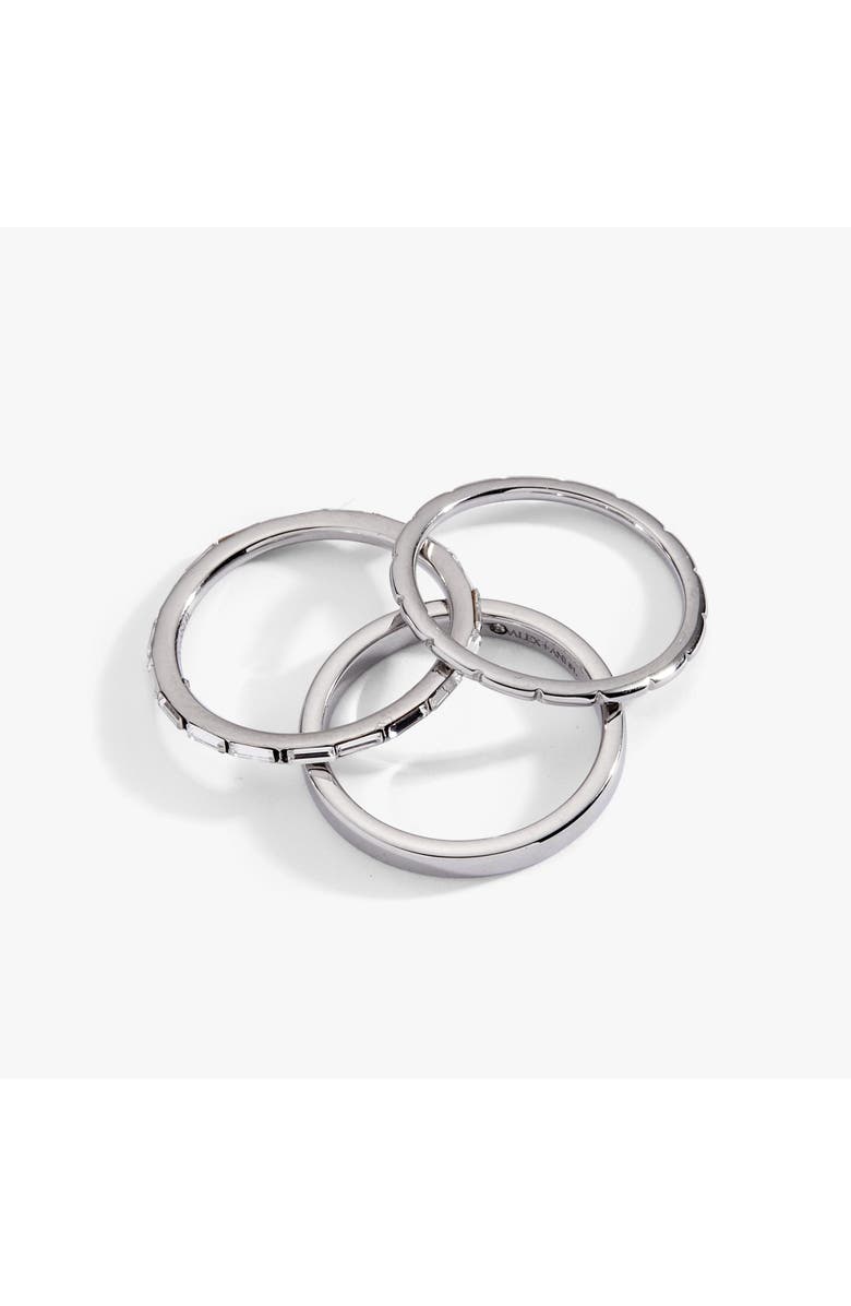Alex and Ani Baguette Stacking Ring Set of 3, Alternate, color, Silver