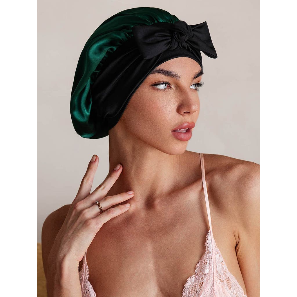 Silksilky Pure Silk Bowknot Tie Bonnet In Green