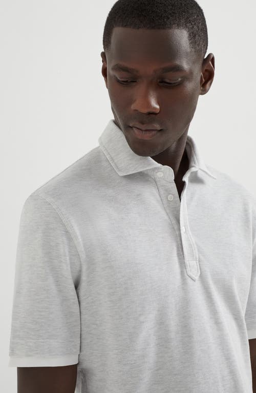 Brunello Cucinelli Lightweight Knit Polo In Pearl Grey