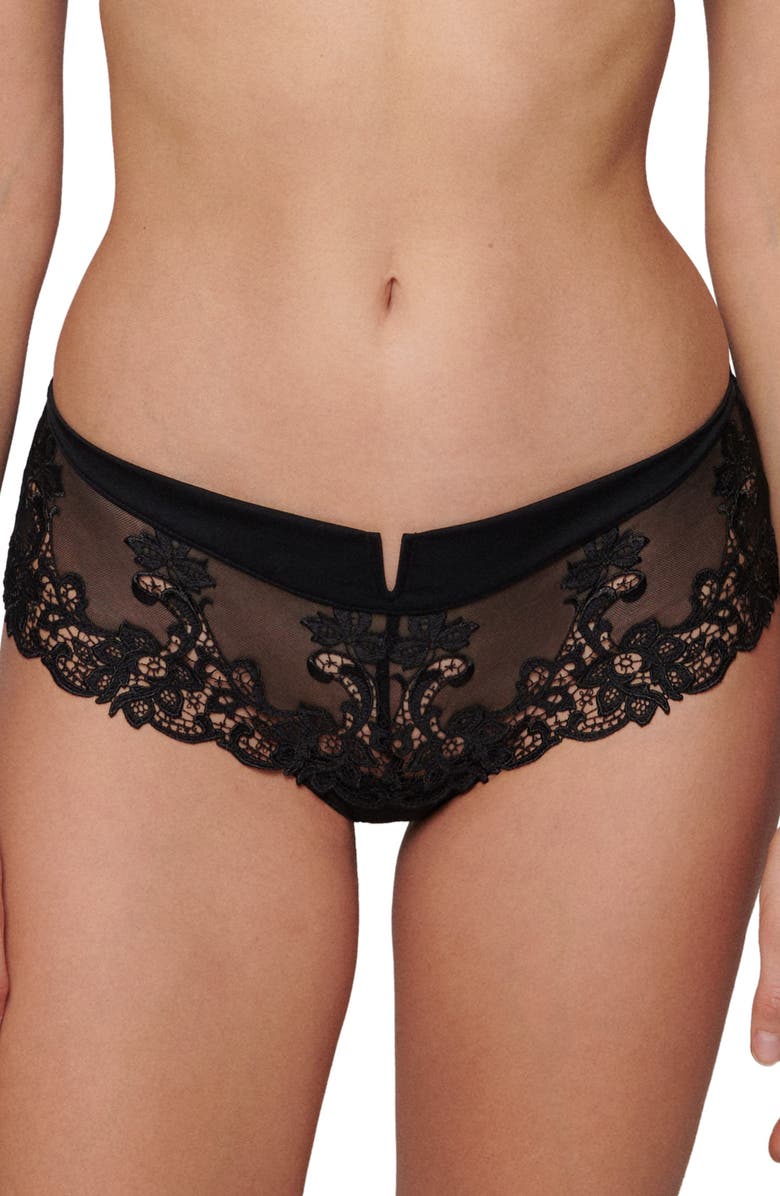 Simone Perele 'Saga' Embroidered Boyshort Briefs, Main, color, Black