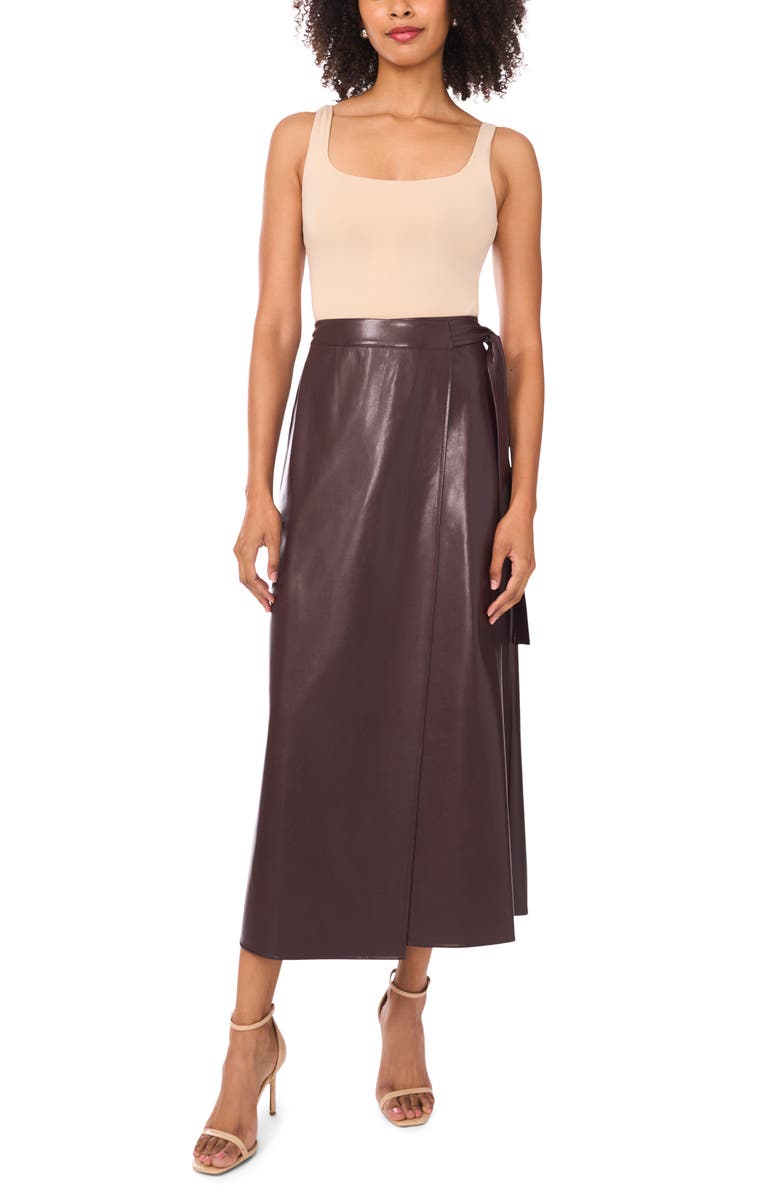 Halogen<sup>®</sup> Faux Leather Side Tie Skirt, Alternate, color, Chocolate Plum