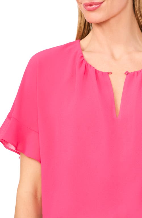 Shop Cece Flutter Sleeve Georgette Top In Magenta