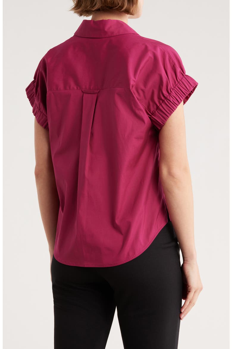 Matera Cap Sleeve Button-Up Shirt, Alternate, color, WILDBERRY