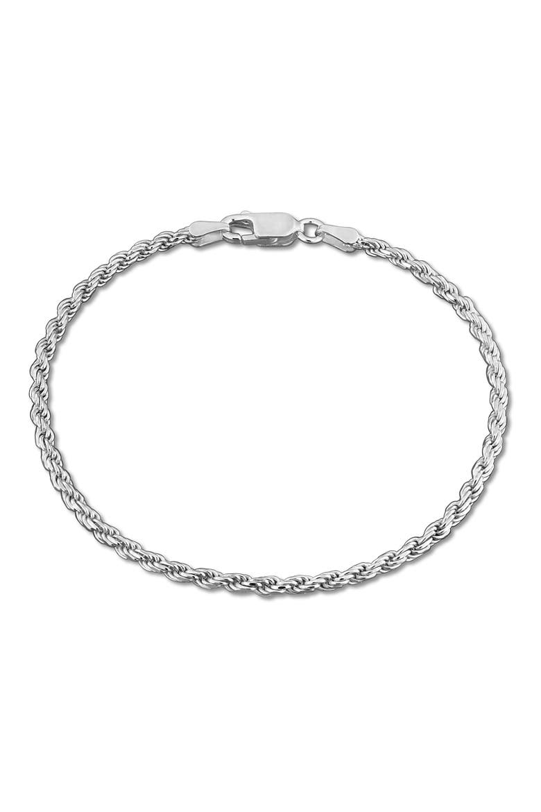 Diamond Cut Rope Chain Bracelet, 2.40mm, Main, color, SILVER