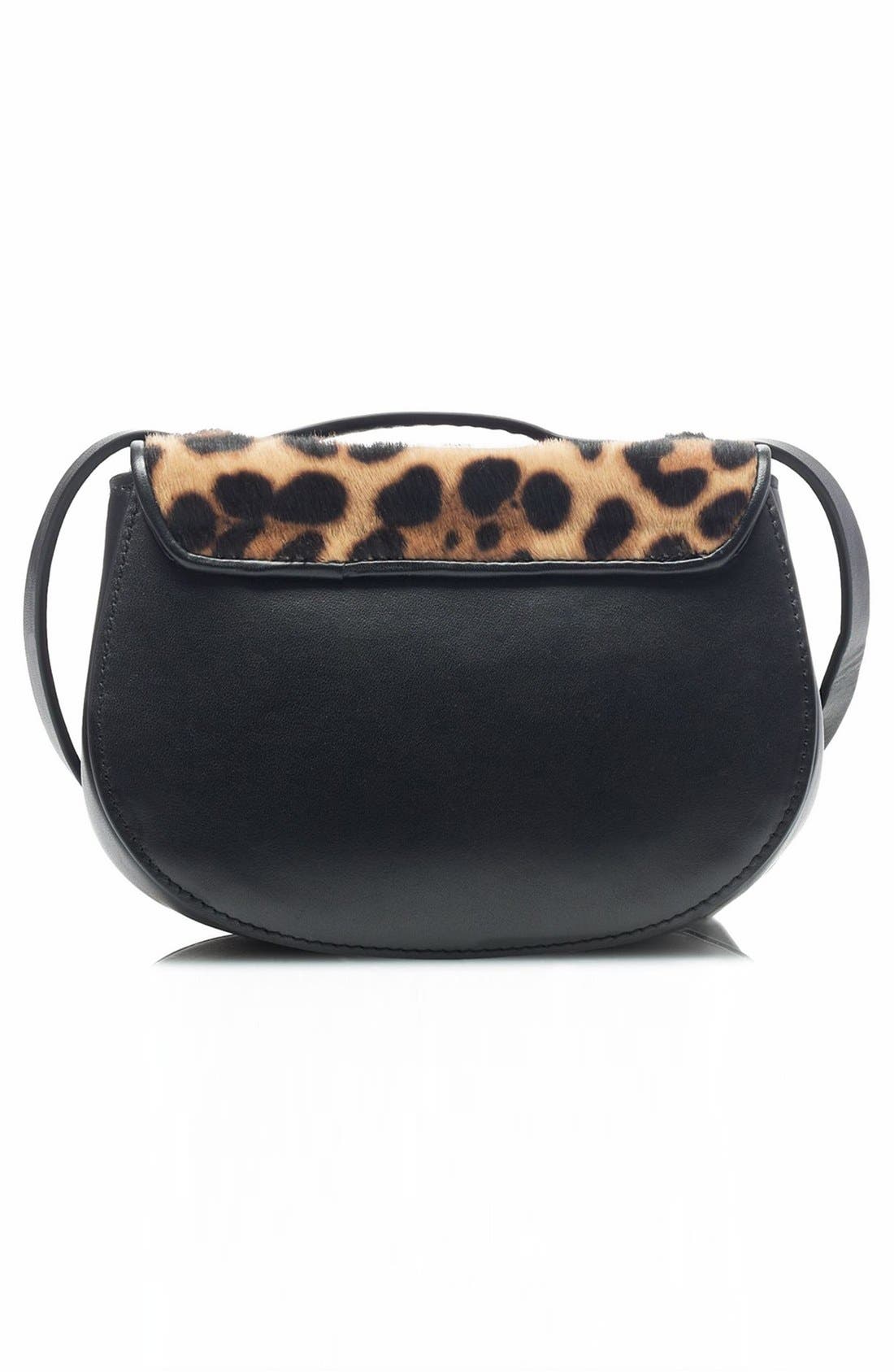 J.Crew 'Rider' Italian Leather & Genuine Calf Hair Mini Bag, Alternate, color, HAZELNUT LEOPARD CALF HAIR
