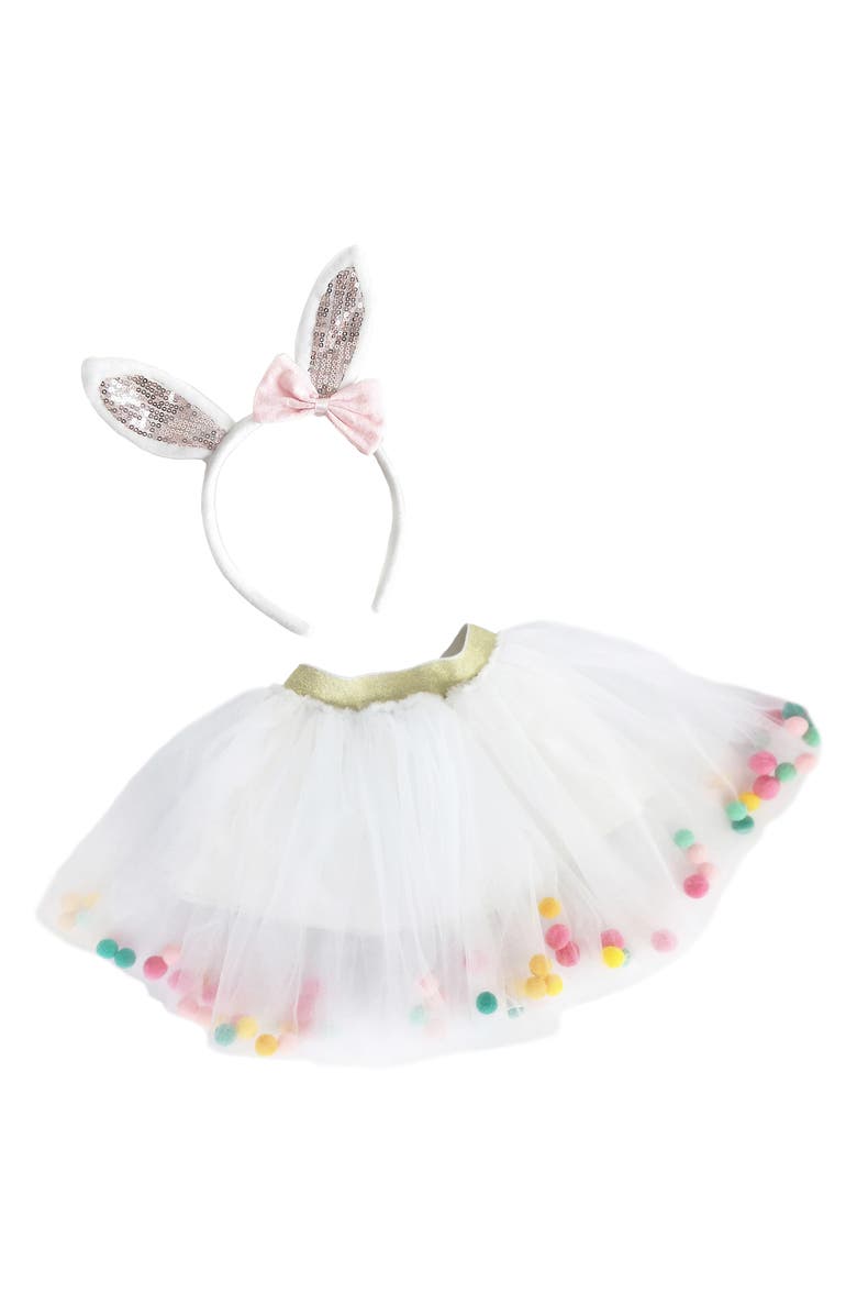 MON AMI Kids' Bunny Headband & Tutu Set, Main, color, White Multi
