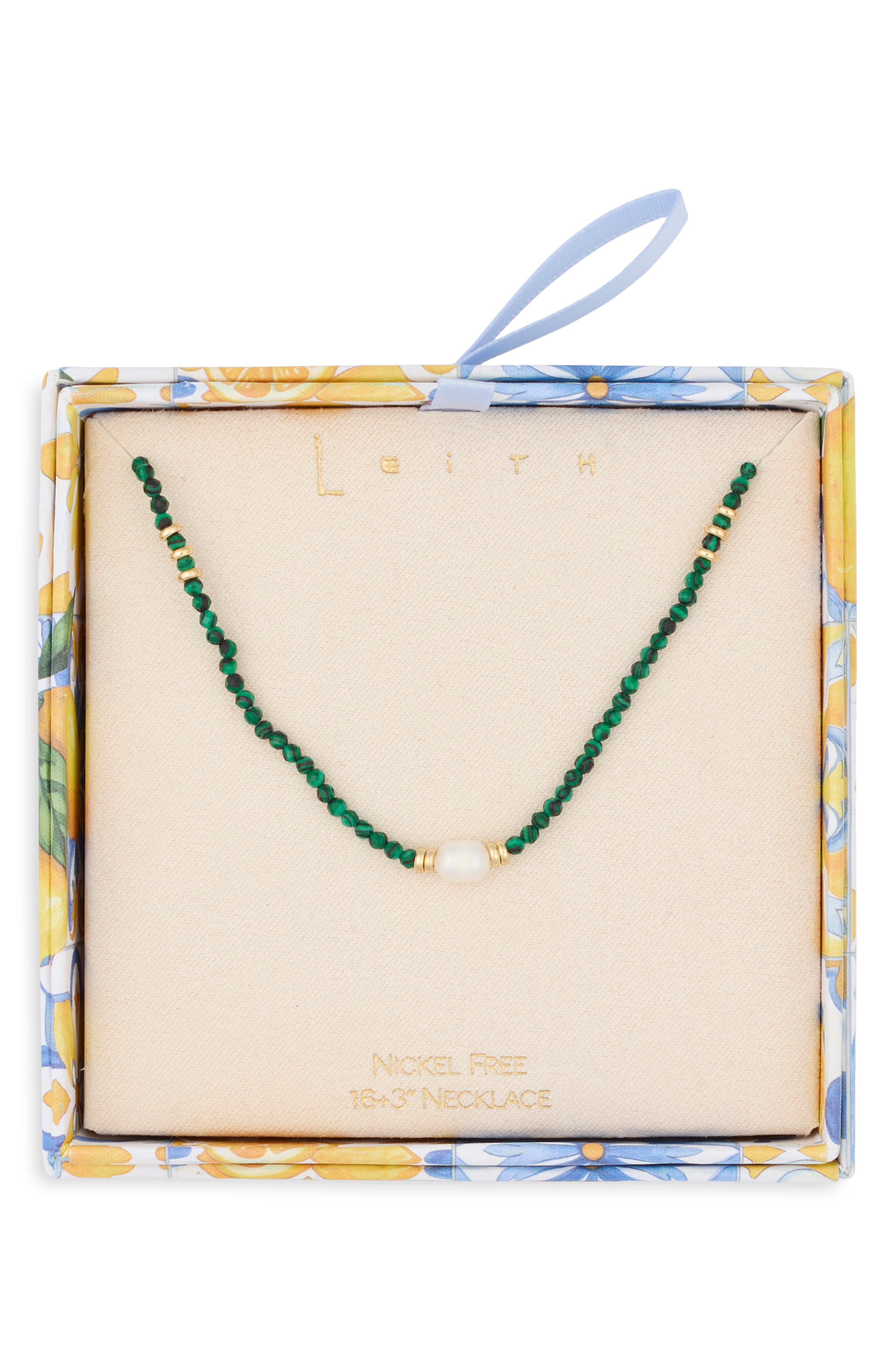 Bead and Imitation Pearl Necklace