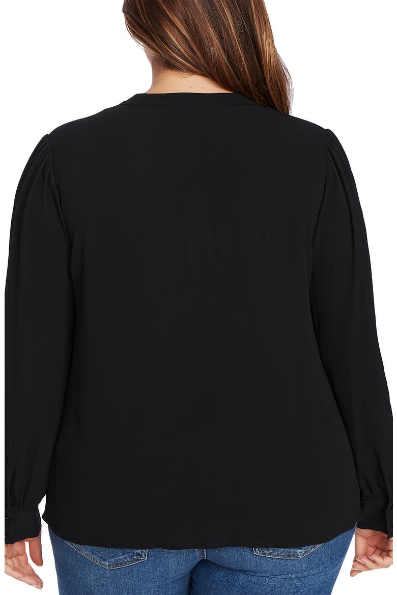 Split Neck Crepe Blouse, Alternate, color, RICH BLACK