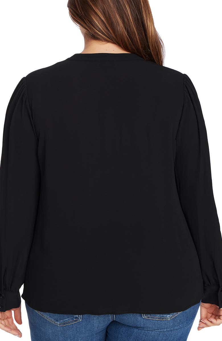 CeCe Split Neck Crepe Blouse, Alternate, color, 