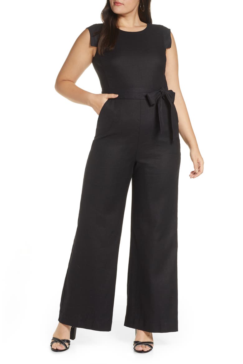 Résumé Linen Blend Jumpsuit, Alternate, color, BLACK