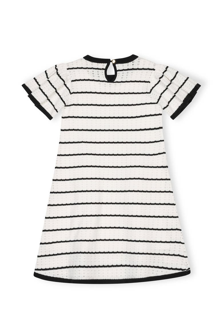Kids' Organic Bow Detail Pointelle Sweater Dress, Alternate, color, Black Scallop