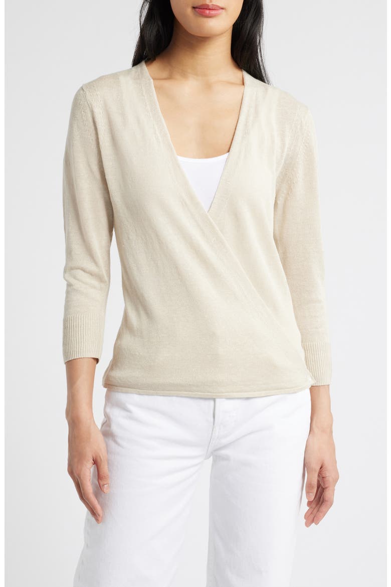 Addison Linen Blend Cardigan, Alternate, color, PURE KHAKI