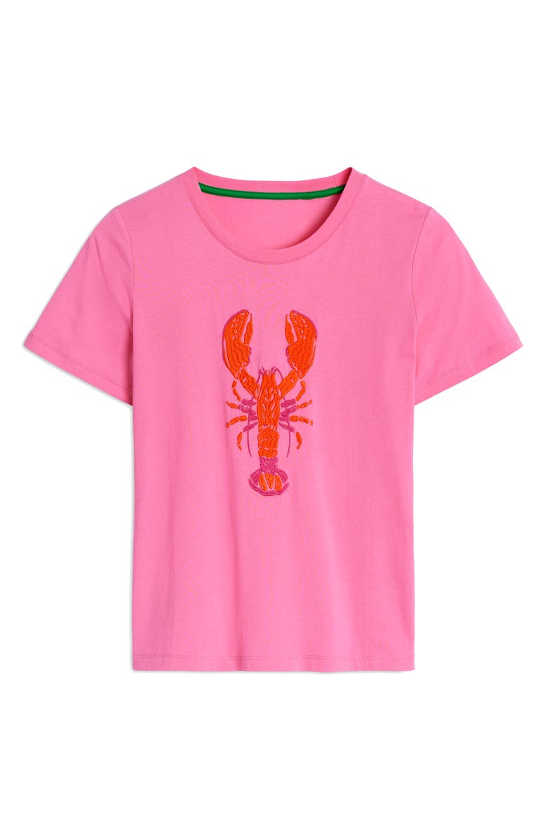 Boden Embroidered Lobster Cotton Graphic T-Shirt, Main, color, 