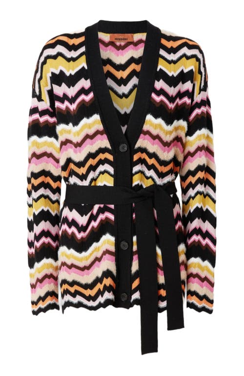 Missoni Zigzag Greek Pattern Cardigan And Belt In Multicoloured 2