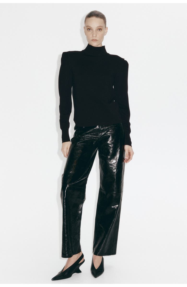 H&M Fine-knit Turtleneck Top, Alternate, color, Black