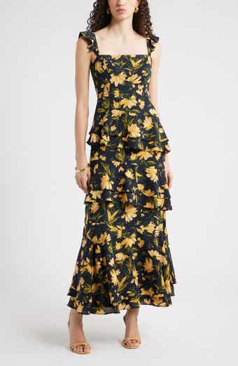 Chelsea28 Tiered Asymmetric Ruffle Maxi Dress