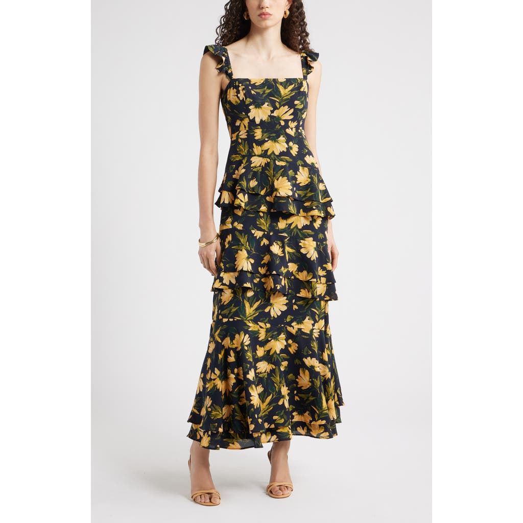 Chelsea28 Tiered Asymmetric Ruffle Maxi Dress