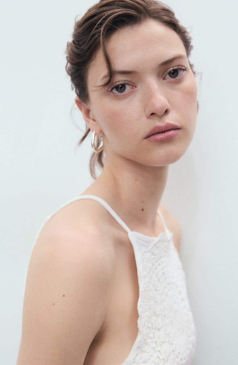 MANGO Crochet Appliqué Sleeveless Top, Alternate, color, Off White