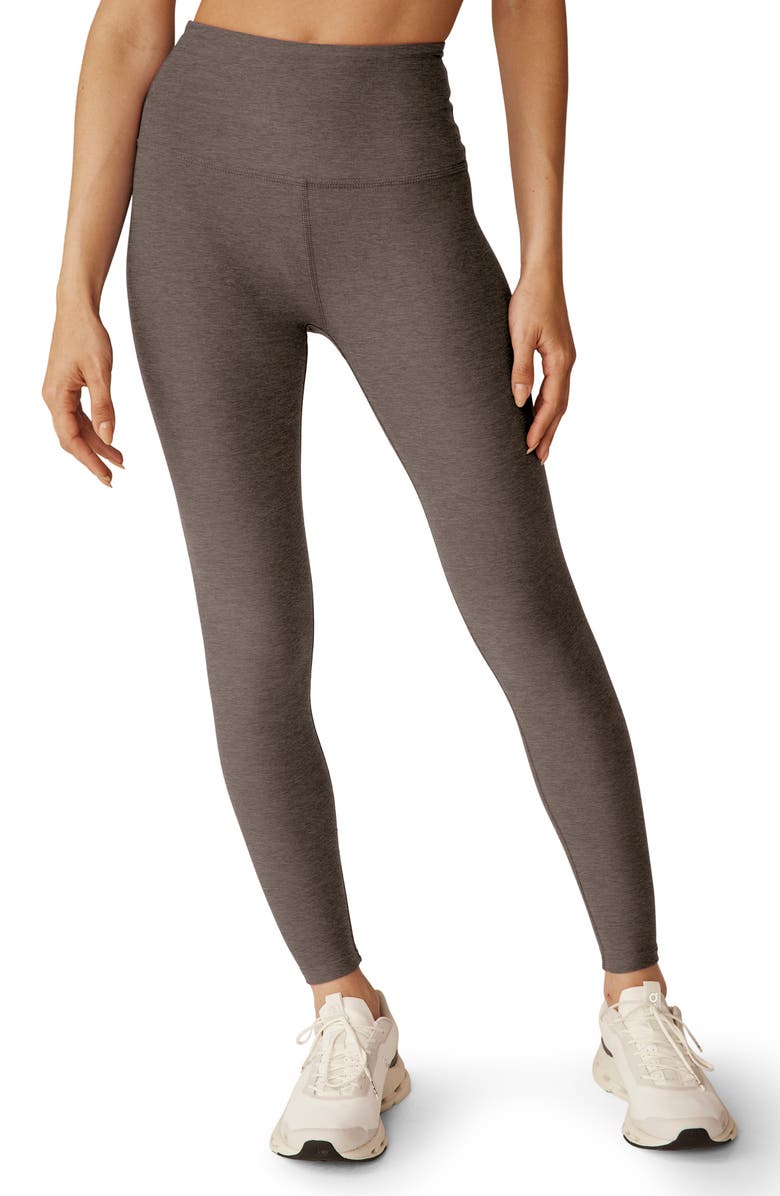 Beyond Yoga Caught in the Midi High Waist Leggings, Main, color, Soft Umber Heather