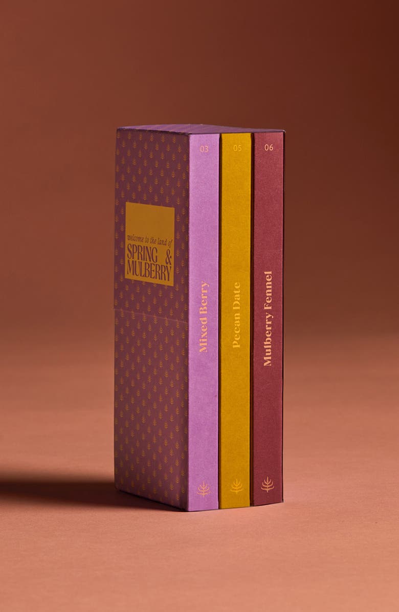 Spring & Mulberry Best Sellers Collection Date Dark Sweetened Chocolate Bars 3-Piece Gift Box, Alternate, color, Purple