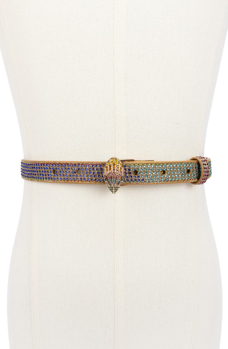 Kurt Geiger London Metallic Crystal Rainbow Belt, Alternate, color, Rainbow/ Shiny Brass