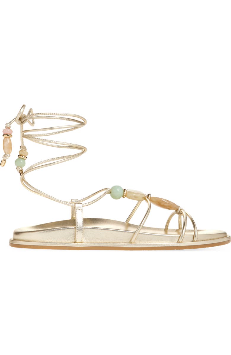Stuart Weitzman Majorca Ankle Tie Sandal, Alternate, color, Light Gold Liquid Metallic