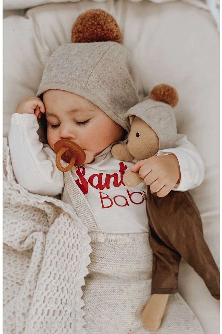 Santa Baby Organic Cotton Long Sleeve Bodysuit, Alternate, color, NATURAL
