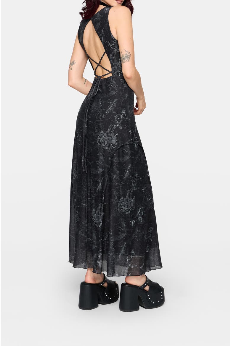 Kosmara Map Print Mesh Maxi Dress, Alternate, color, Black