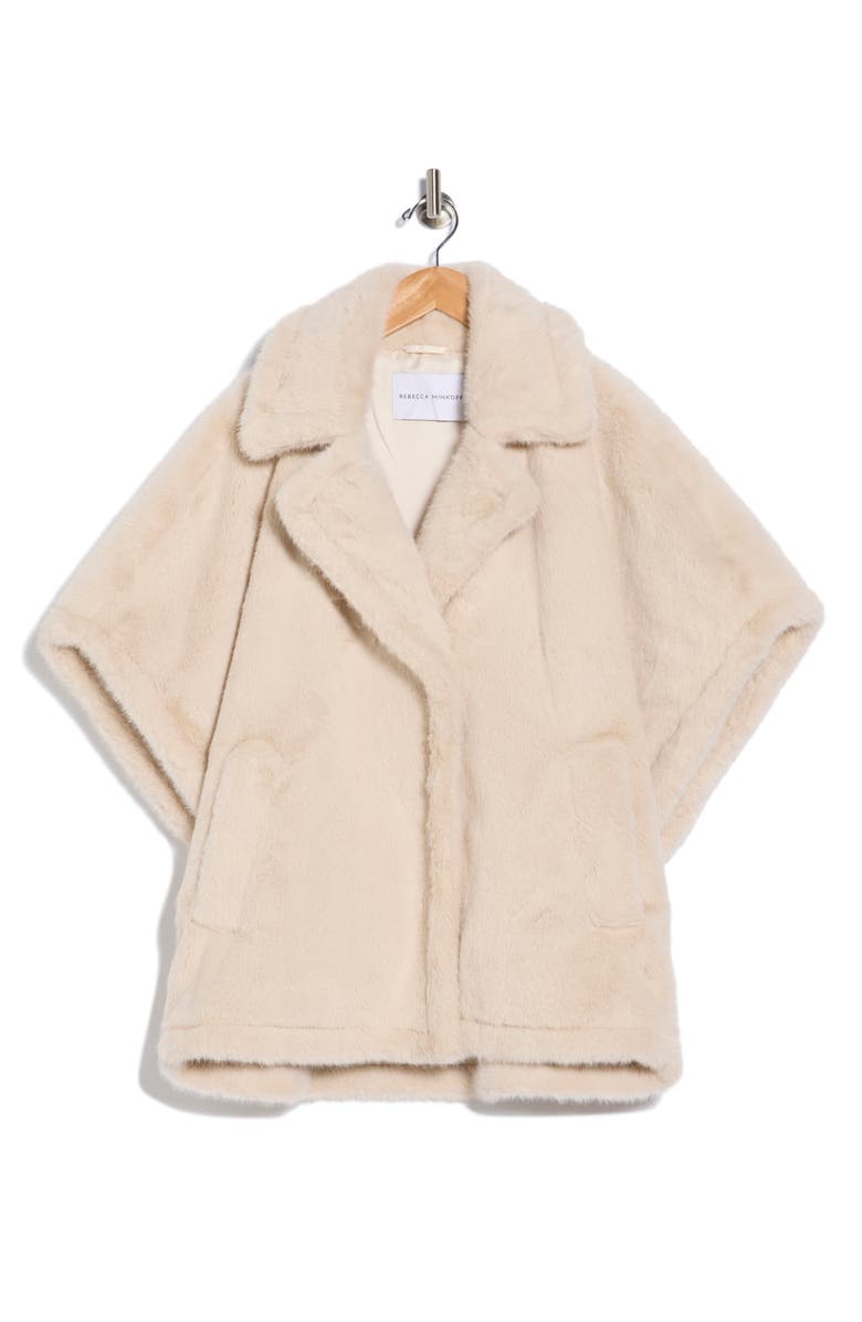 Rebecca Minkoff Faux Fur Capelet, Alternate, color, Coconut