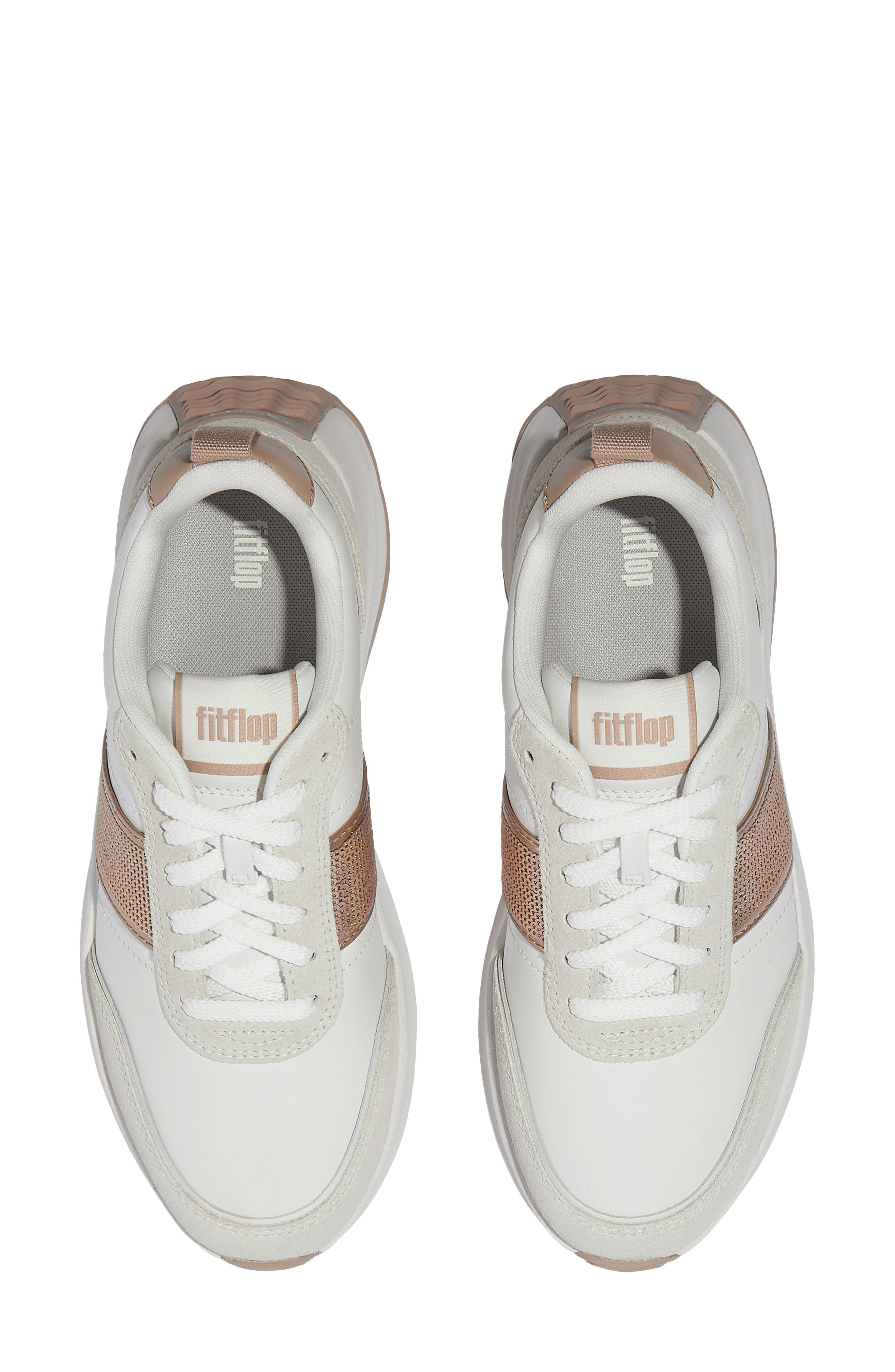 F-Mode Flow Sequin Leather Sneaker, Alternate, color, URBAN WHITE/ CLASSIC BEIGE